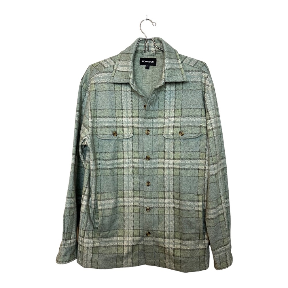 Bonobos Flannel The Sweater Jacket Shacket Green Plaid M